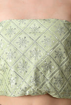 Chinon Solid Saree with Embroidered Lace Border