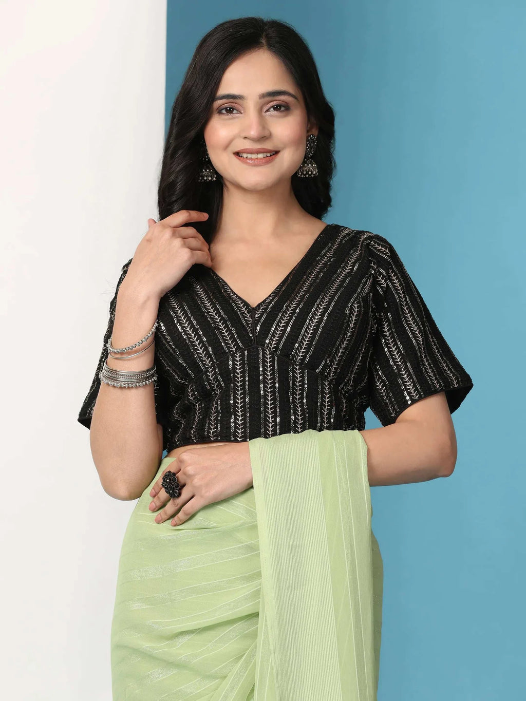 Ready To Wear Chiffon Saree With Stitched Blouse