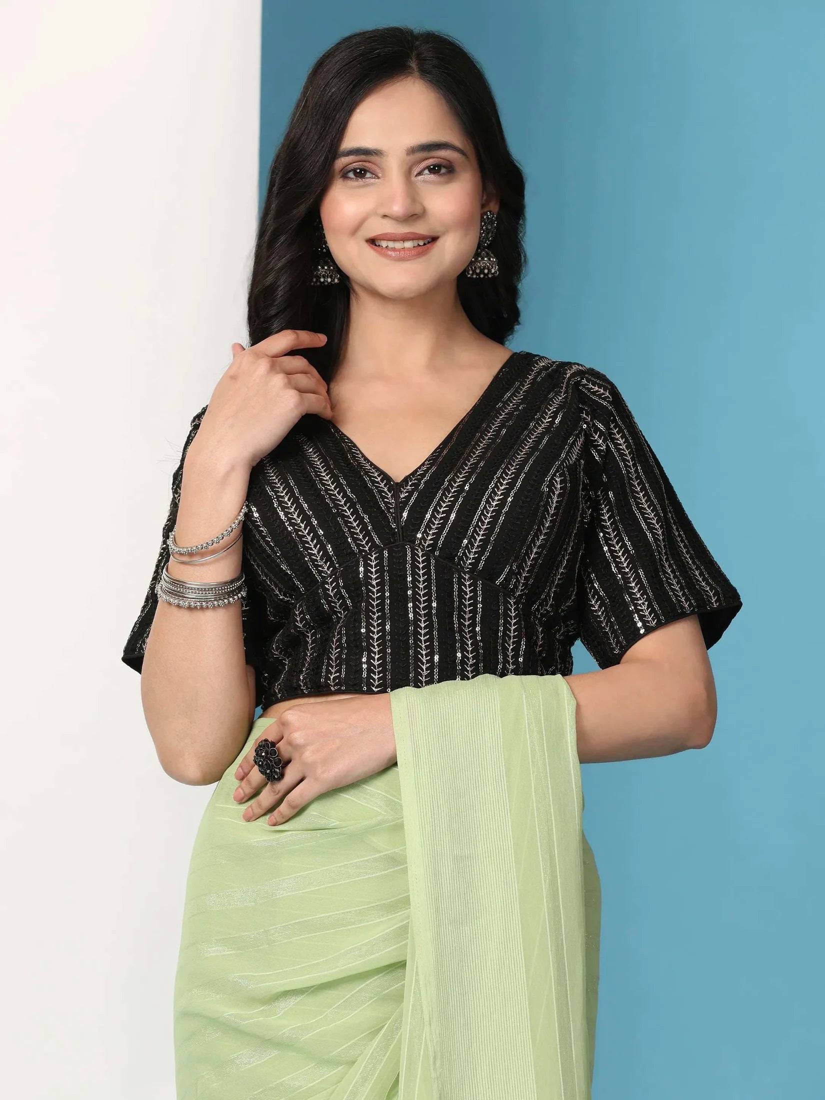 Ready To Wear Chiffon Saree With Stitched Blouse