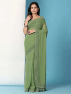 Georgette  Siroski Diamond Work Saree