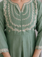 Embroidery Vichitra Silk Anarkali Kurta Pant Set With Dupatta
