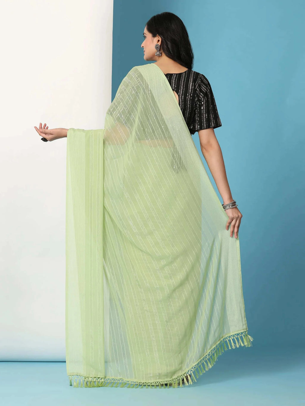 Ready To Wear Chiffon Saree With Stitched Blouse