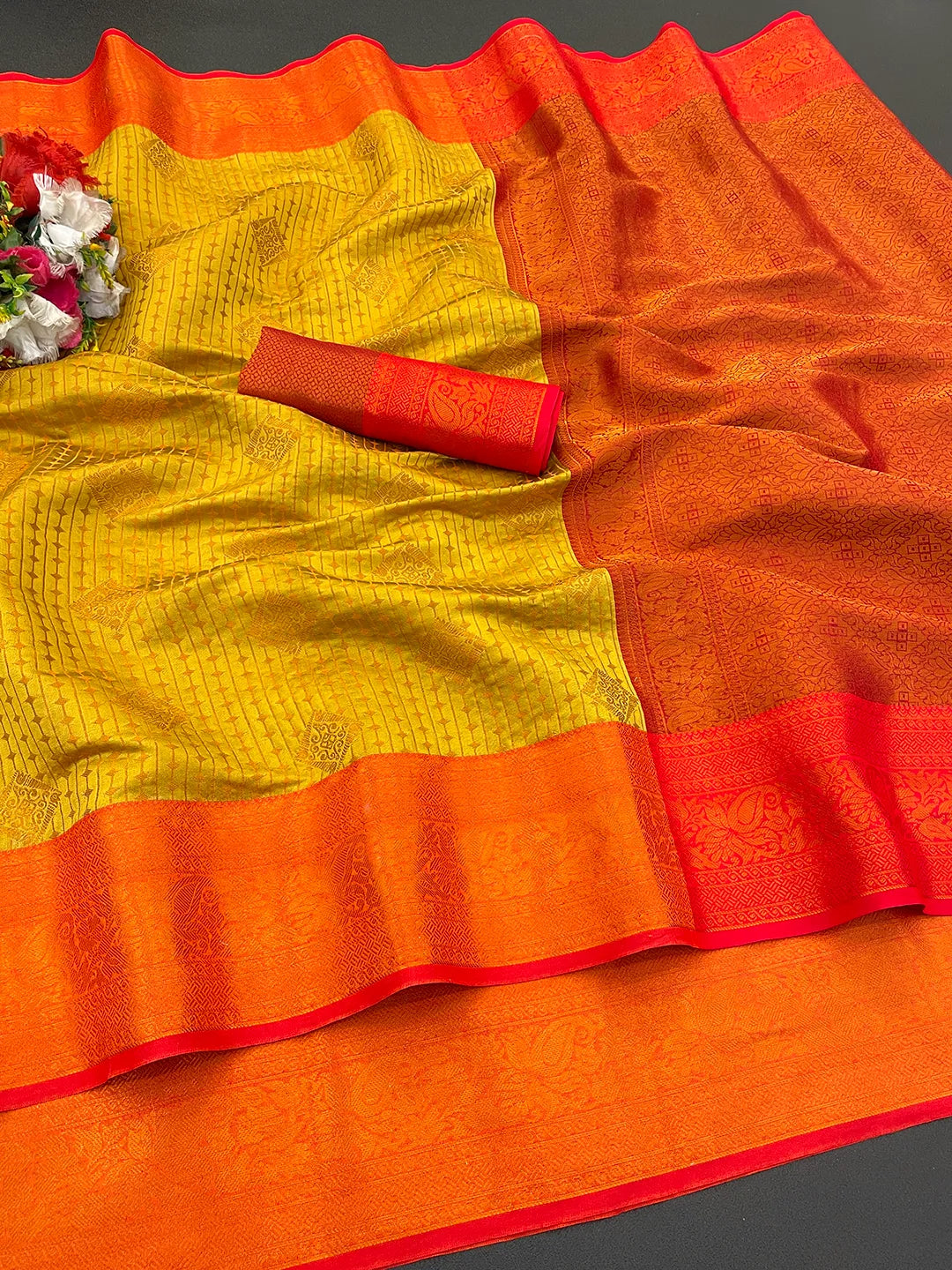 Kanjivaram Soft Silk Copper Rich Pallu Saree