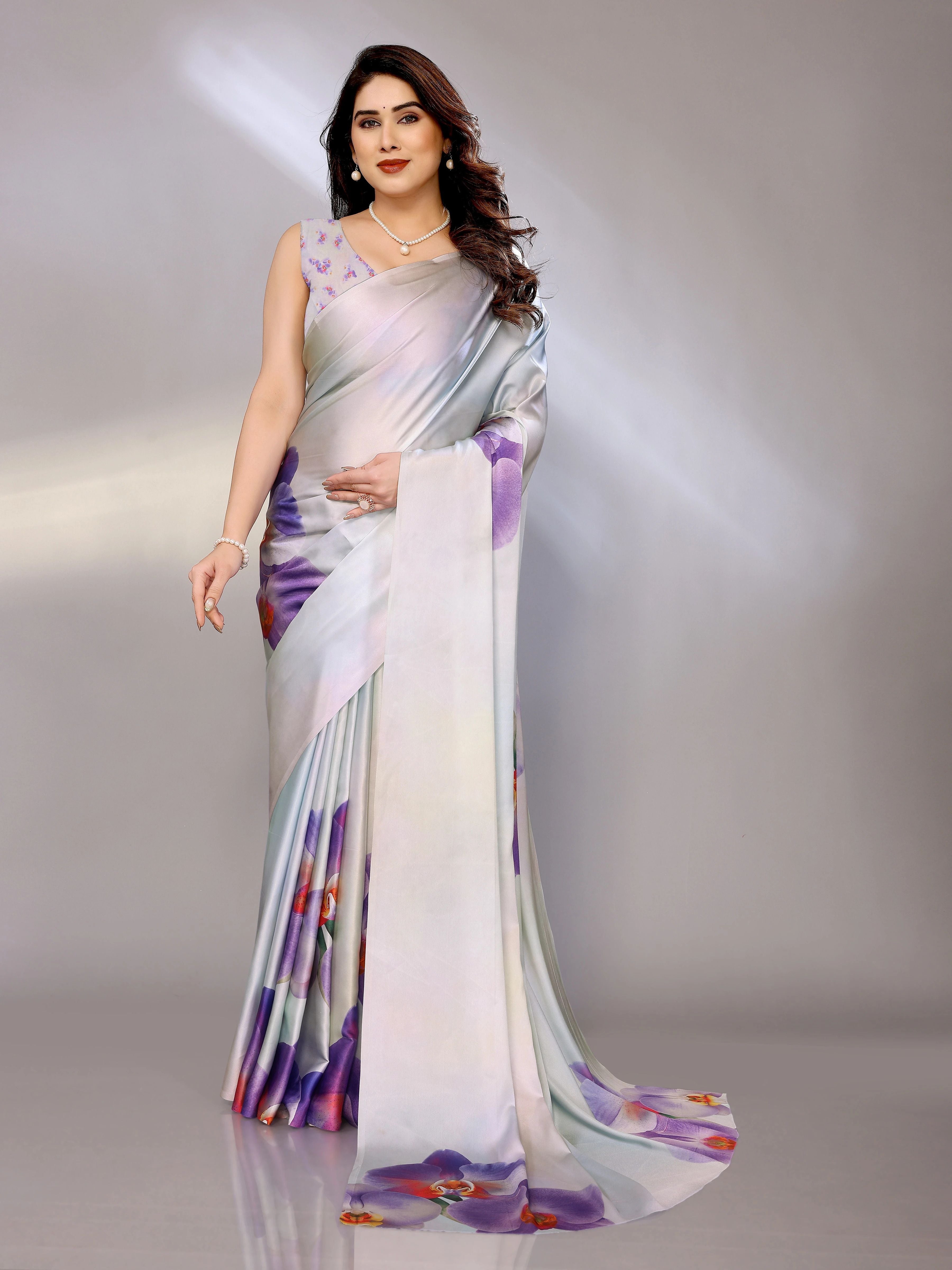 Abstract Print Crepe Silk Saree for Party Wear