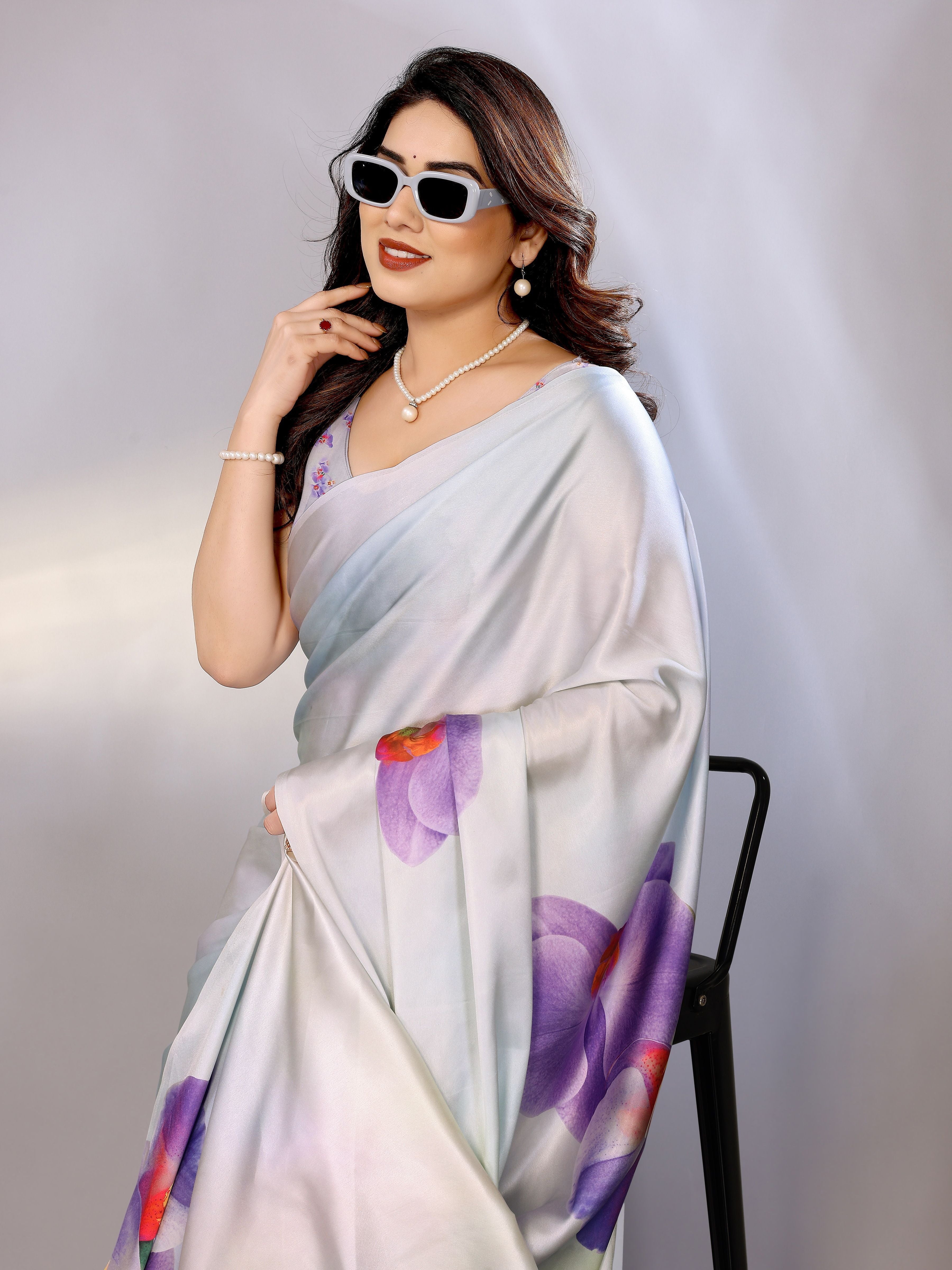 Abstract Print Crepe Silk Saree for Party Wear