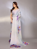 Abstract Print Crepe Silk Saree for Party Wear