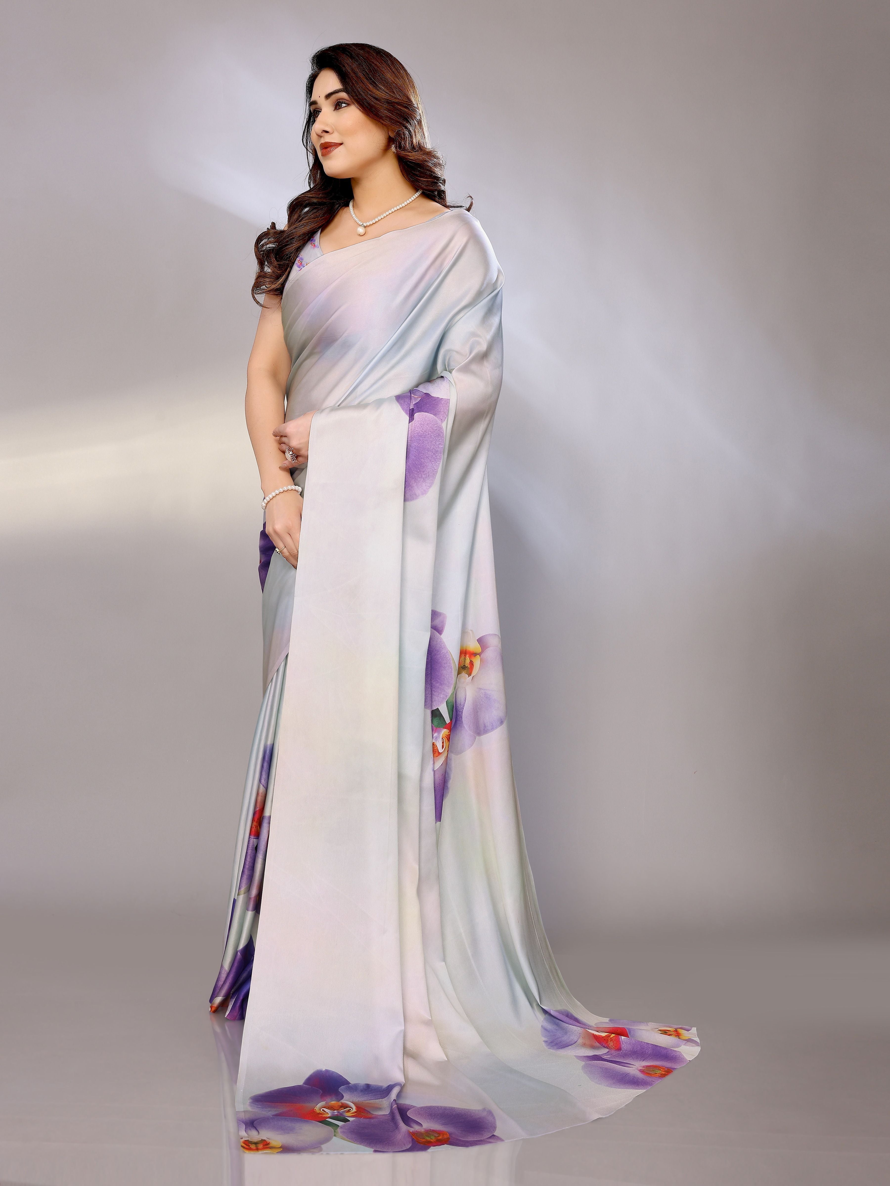 Abstract Print Crepe Silk Saree for Party Wear
