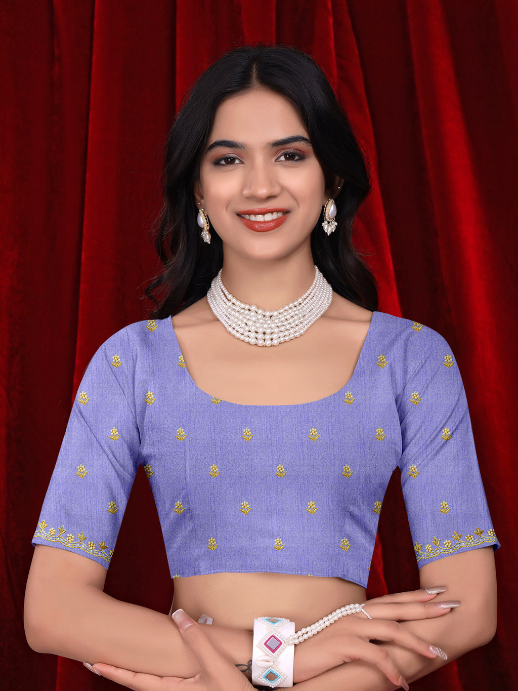 Chinon Saree in Dual Tone Shades with Embroidered Moti Border