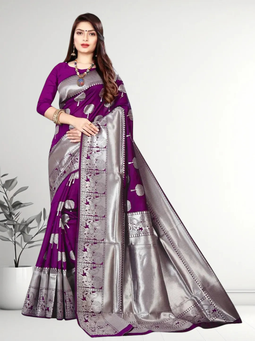 Pionex Banarasi Softy Copper Zari Weaving Brocade Saree