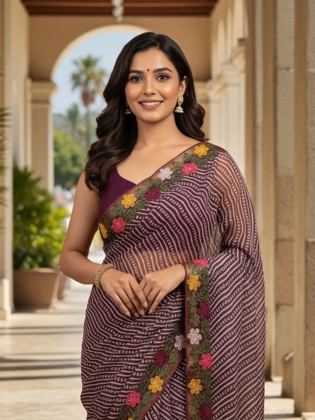 Cotton Silk Bandhani Printed Saree with Embroidery Work Border