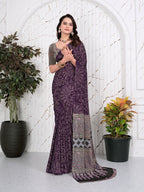 Abstract Printed Pure Crepe Silk Saree