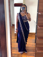 Embroidery Cording Work Ready To Wear Saree