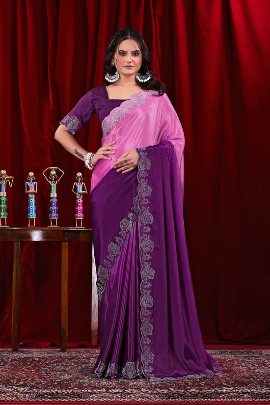 Chinon Shaded Saree with Siroski Diamond Work