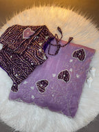 Royal Heart Motif Bandhani Saree with Rich Floral Pallu & Cutdana Embellishments