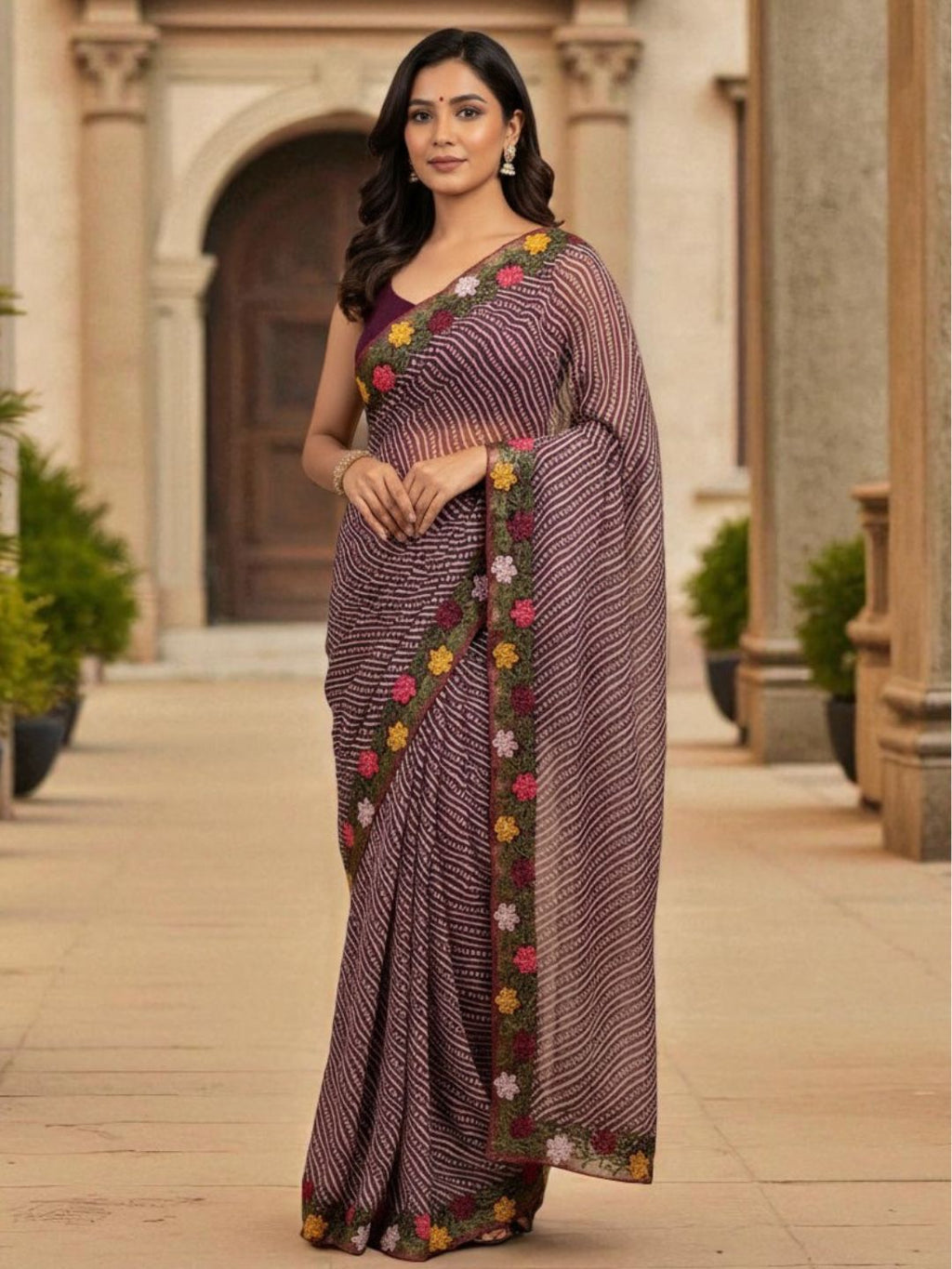 Cotton Silk Bandhani Printed Saree with Embroidery Work Border