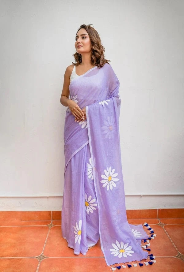 Floral Print Handloom Pure Cotton Saree