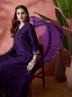 Elegant Zari Embroidered Silk Blend Anarkali Set