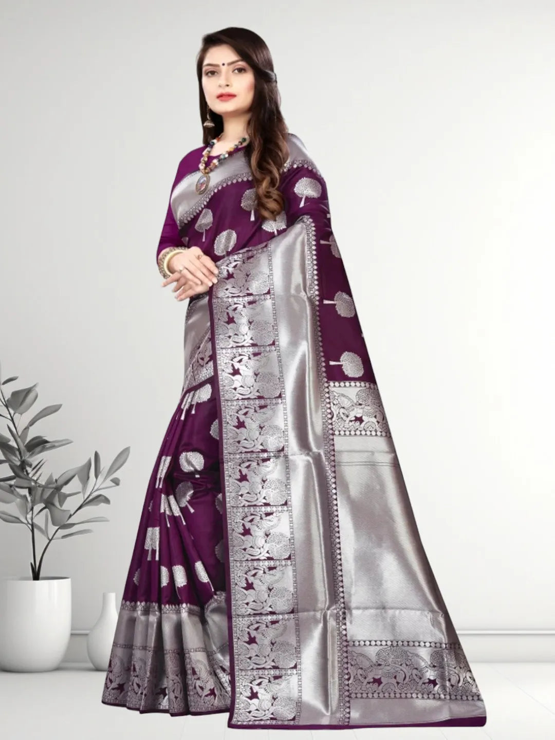 Pionex Banarasi Softy Copper Zari Weaving Brocade Saree
