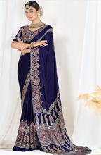 Soft Modal Silk Natural Ajrakh Printed Saree with Unstitched Blouse