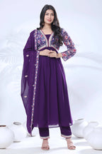 Georgette Embroidery With Sequence A line Kurta Set