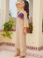 Salsa Fabric Embroidered Kurta and Palazzo Set with Inner Top