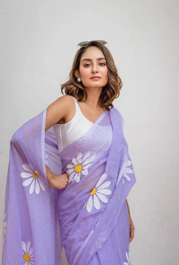 Floral Print Handloom Pure Cotton Saree