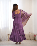 Roman Silk Chanderi Fully Flared Anarkali Suit Set