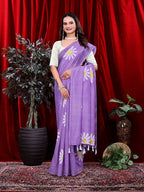 Ready To Wear Floral Print Handloom Pure Linen Saree
