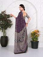Abstract Printed Pure Crepe Silk Saree