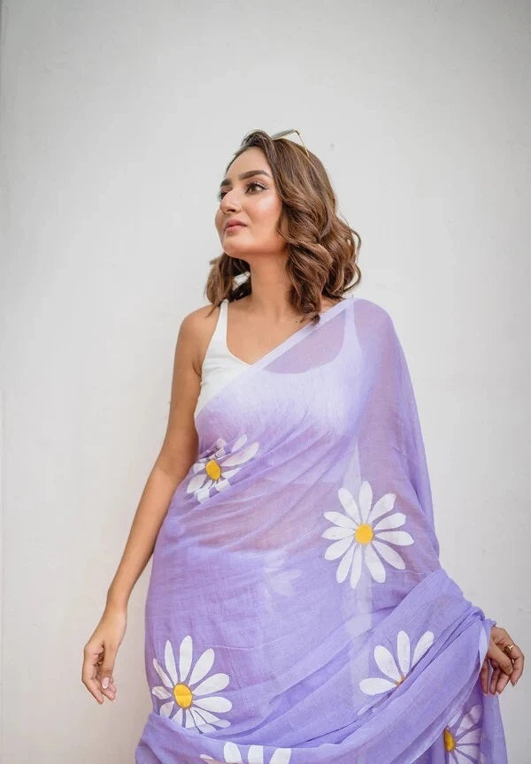 Floral Print Handloom Pure Cotton Saree