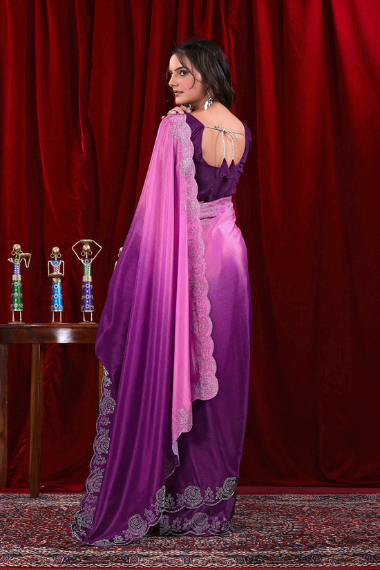 Chinon Shaded Saree with Siroski Diamond Work