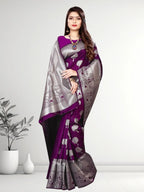 Pionex Banarasi Softy Copper Zari Weaving Brocade Saree