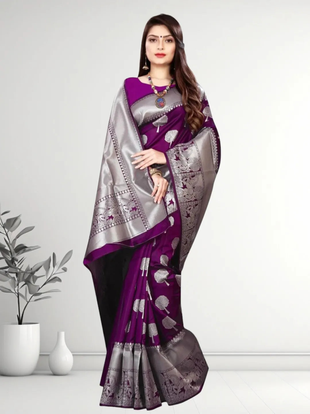 Pionex Banarasi Softy Copper Zari Weaving Brocade Saree