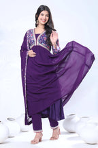 Georgette Embroidery With Sequence A line Kurta Set