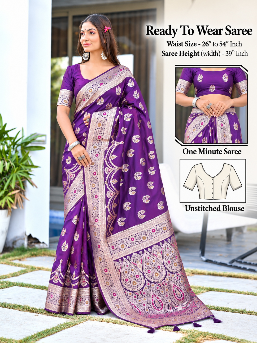 Ready to Wear Pathni Woven Pure Silk Saree