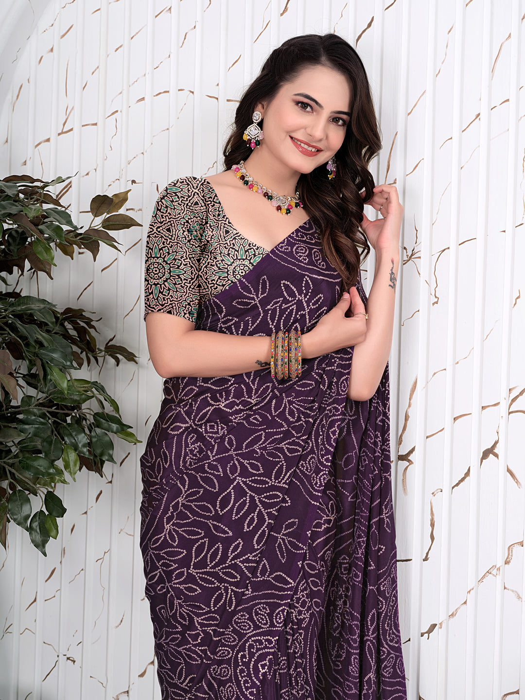 Abstract Printed Pure Crepe Silk Saree