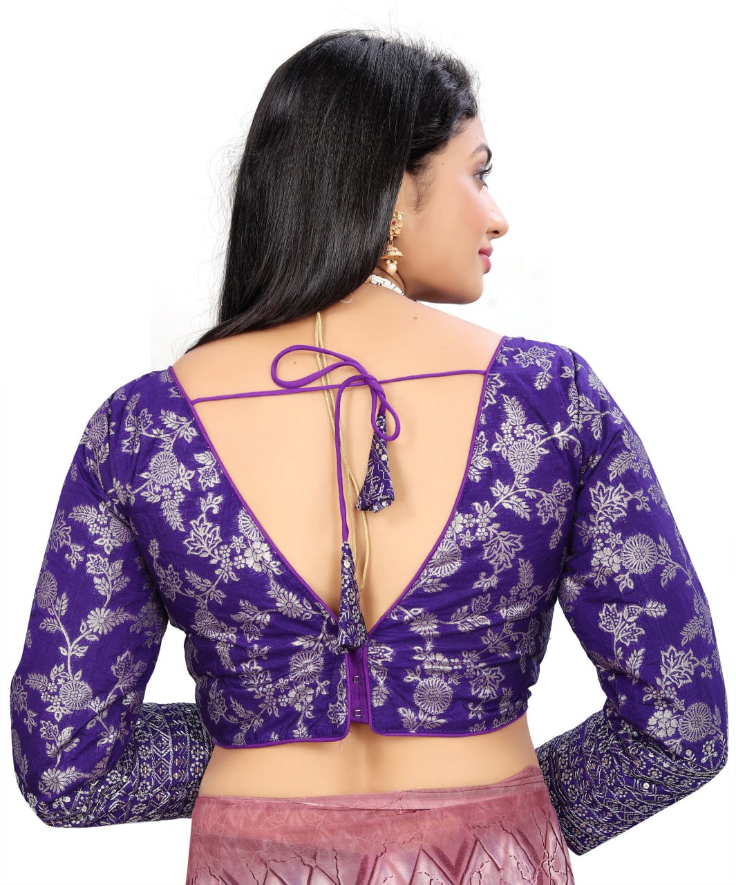 Pure Dola Silk Jacquard Embroidered Blouse