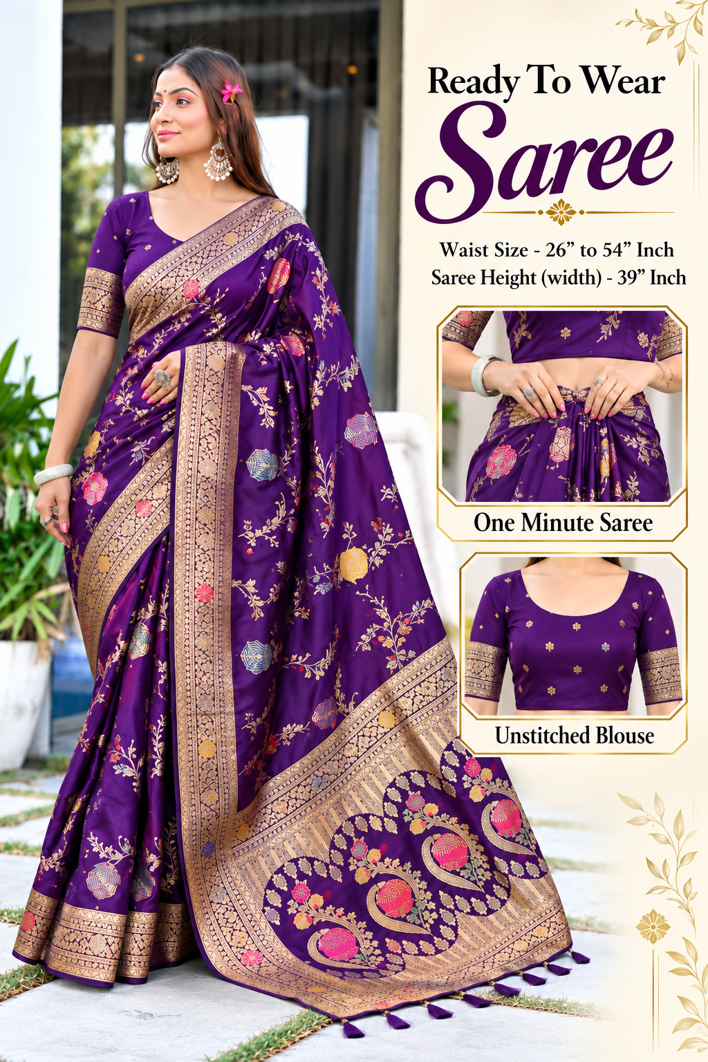 Ready to Wear Pathni Woven Pure Silk Saree