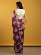 Bandhani Printed Chiffon Saree with Embroidered Border