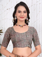 Abstract Printed Pure Crepe Silk Saree