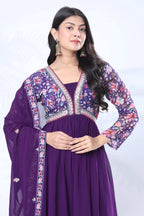 Georgette Embroidery With Sequence A line Kurta Set