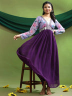 Georgette Embroidery Flared Maxi Gown