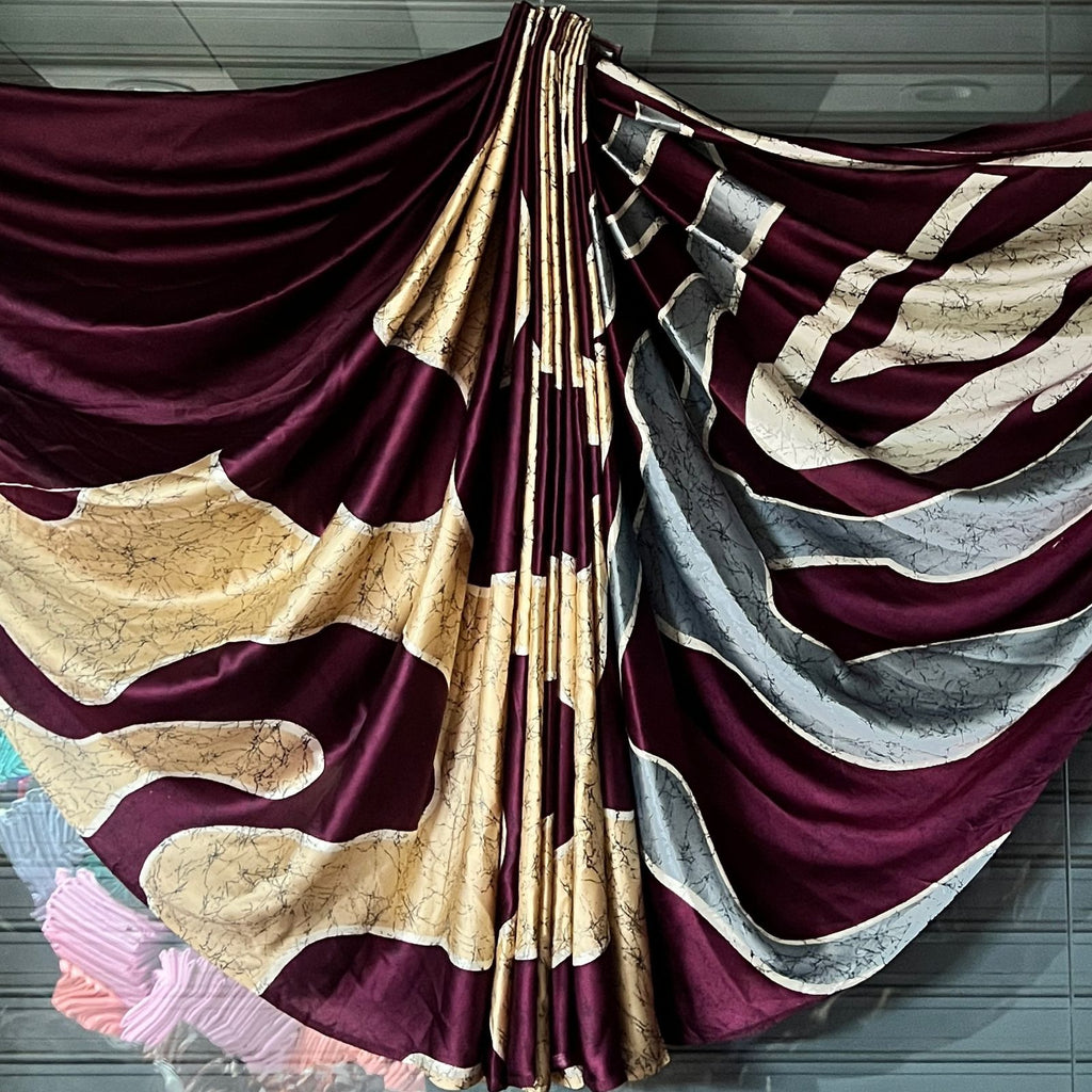 Satin Silk Abstract Print Saree with Designer Pallu