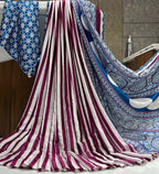 Printed Satin Saree with Unstitched Blouse Piece