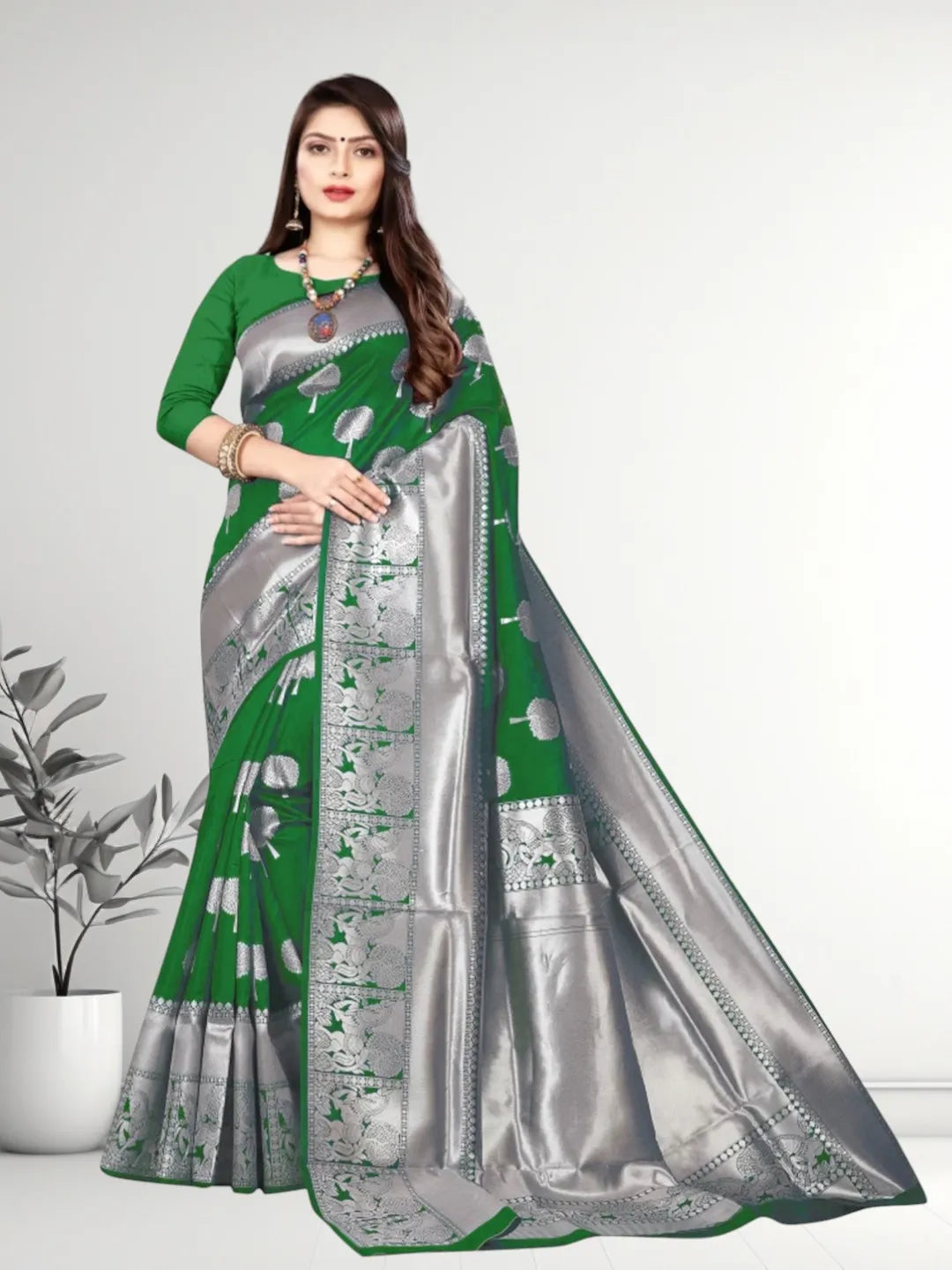 Pionex Banarasi Softy Copper Zari Weaving Brocade Saree