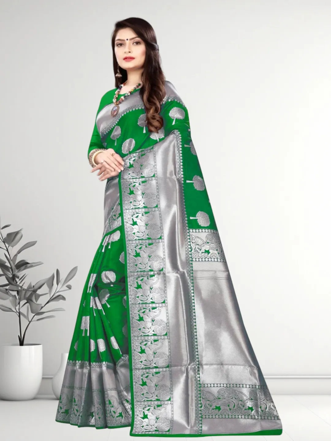 Pionex Banarasi Softy Copper Zari Weaving Brocade Saree