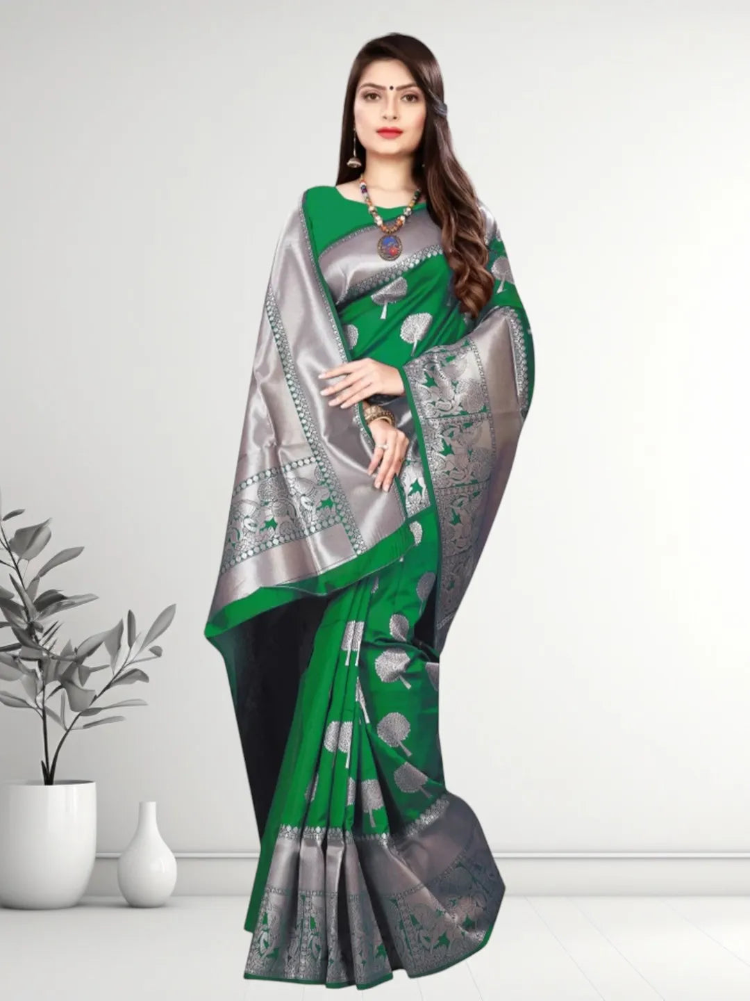 Pionex Banarasi Softy Copper Zari Weaving Brocade Saree