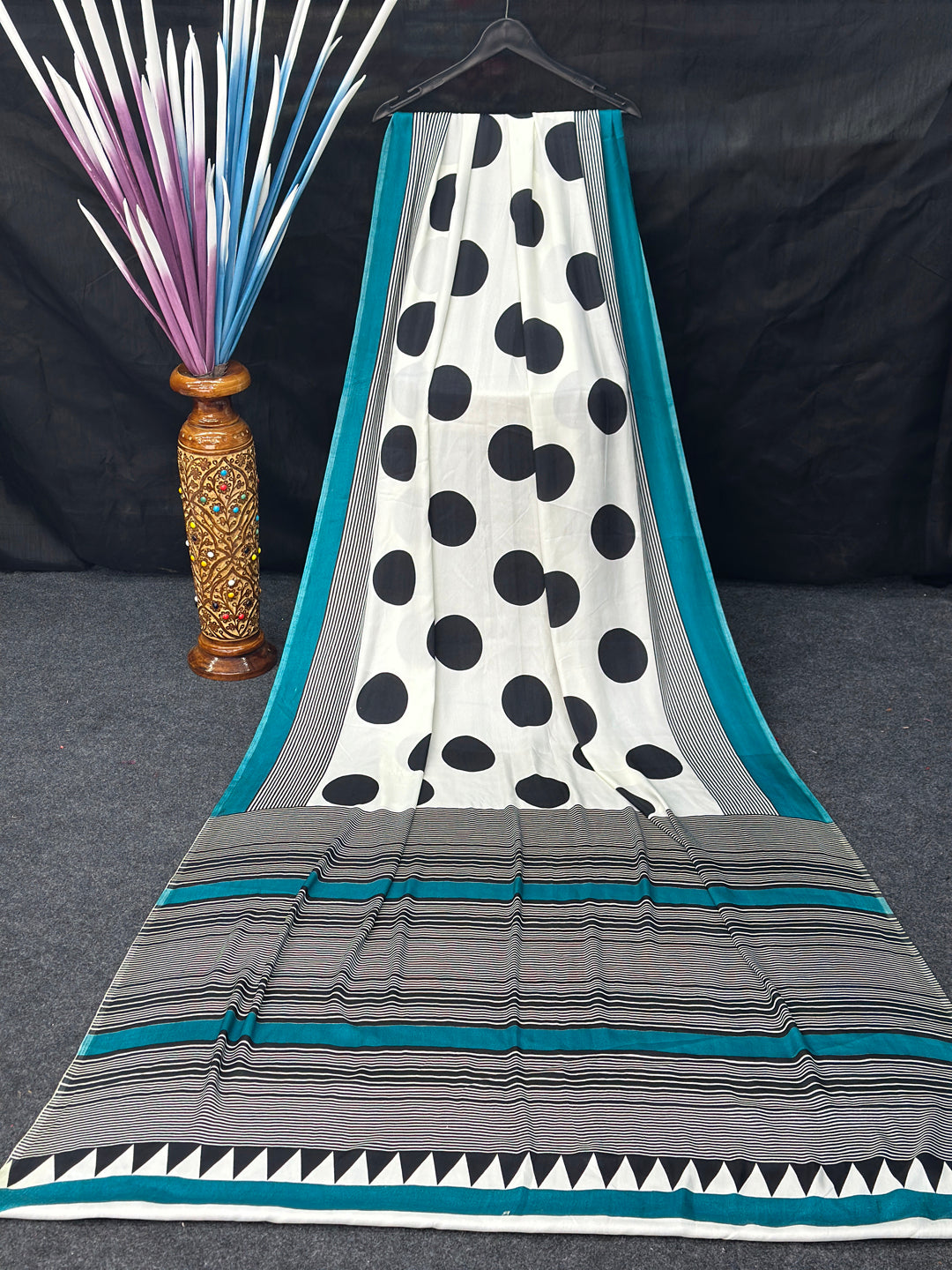 Designer Satin Silk Block Printed Saree