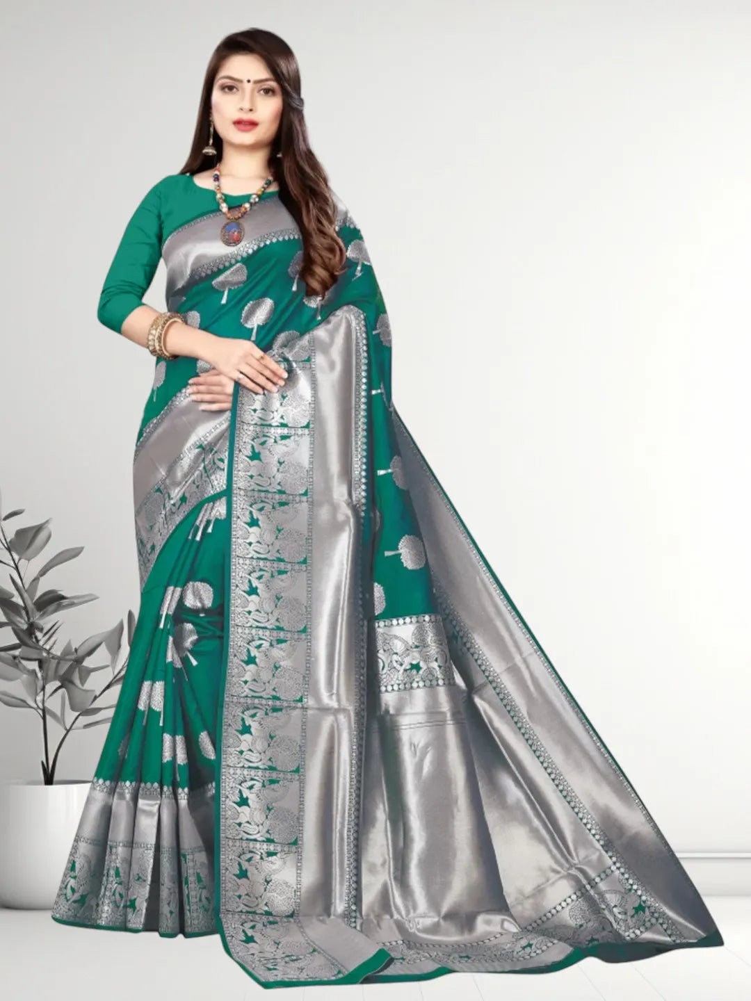 Pionex Banarasi Softy Copper Zari Weaving Brocade Saree