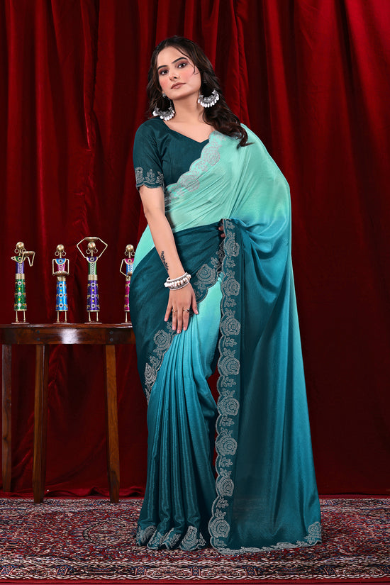 Chinon Shaded Saree with Siroski Diamond Work